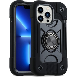 Compatible with iPhone 13 Pro Max Case 6.7 Inch with Ring Stand, Heavy-Duty Military Grade Shockproof Phone