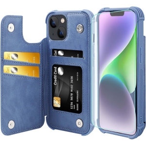 IPhone 14 Housse portefeuille pour les femmes et les hommes,Couverture de téléphone Flip Folio en cuir convient au montage de voiture magnétique avec crédit