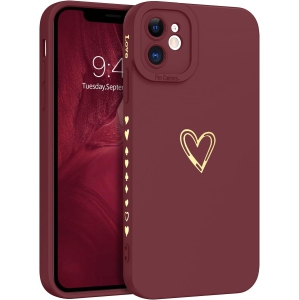 iPhone 11 Case, iPhone 11 Phone Case Cute Plated Love Heart Cover for Women Girls Slim Thin Lightweight