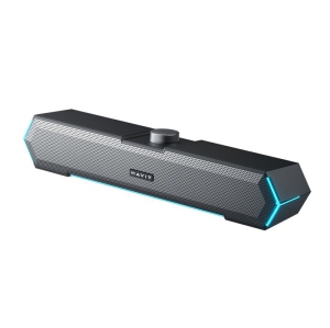 Havit M19 RGB LED lighting USB powered+3.5mm wired Computer E-Sports Speaker Soundbar_Silver