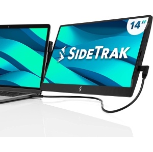 SideTrak Swivel 14" Attachable Portable 1080P Laptop Monitor, USB-C Or Mini HDMI, Black