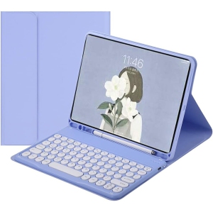 iPad 10th Generation 10.9" Keyboard Case Cute Round Key Color Keyboard Wireless Detachable BT Keyboard Cover for iPad