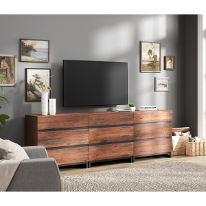WAMPAT Modern TV Stand for TVs up to 100 inches,Entertainment Center TV Console with 9 Drawers and Metal Base,Media Console for Living Room,Bedroom,Brown