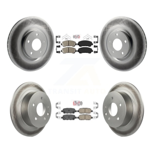 Front Rear Ceramic Pad Coat Disc Brake Rotors Kit For 2007-2012 Nissan Sentra SE-R Spec V KGA-102125