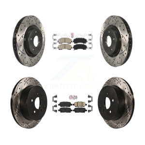 Front Rear Ceramic Pad & Coated Drilled Slotted Disc Brake Rotor Kit For INFINITI Q50 Q60 KDA-101665