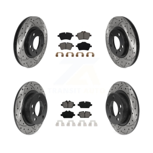 Front Rear Drilled Slot Disc Brake Rotor Semi-Metallic Pad Kit For Mini Cooper Countryman KDS-100764