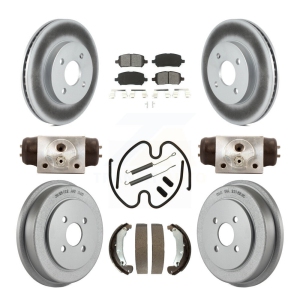 Front Rear Coated Disc Brake Rotors Semi-Metallic Pads And Drum Kit (9Pc) For Saturn Ion KGS-101649