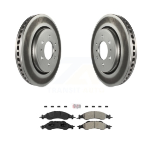 Front Coated Disc Brake Rotor Semi-Metallic Pad Kit For Ford Expedition Lincoln Navigator KGA-100446