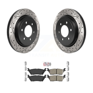 Rear Drilled Slot Brake Rotor Ceramic Pad Kit For Ford F-150 Expedition Lincoln Navigator KDA-102053