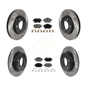 Front Rear Drilled Slot Disc Brake Rotor Semi-Metallic Pad Kit For Mini Cooper Countryman KDS-100766