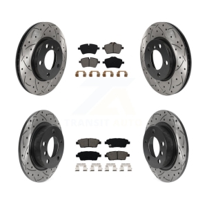 Front Rear Drilled Slot Brake Rotor Semi-Metallic Pad Kit For Mini Cooper Countryman Base KDS-100765