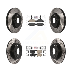 Front Rear Ceramic Pad Coated Drilled Slot Disc Brake Rotor Kit For Honda Civic Acura ILX KDA-100825
