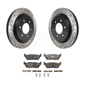 Rear Drilled Slot Brake Rotor Ceramic Pad Kit For Ford F-150 Expedition Lincoln Navigator KDT-100915
