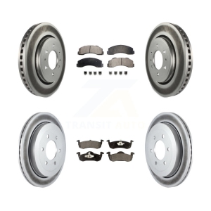 Front Rear Coated Disc Brake Rotors Ceramic Pad Kit For Ford Expedition Lincoln Navigator KGT-100703