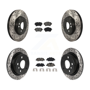 Front Rear Drilled Slot Brake Rotors Semi-Metallic Pad Kit For 2015 Mini Cooper 2.0L/1.5L KDS-100938
