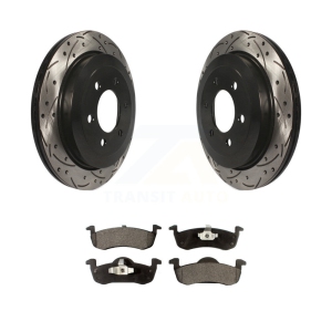 Rear Drilled Slot Brake Rotor Semi-Metallic Pad Kit For Ford Expedition Lincoln Navigator KDF-100441