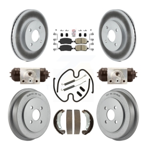 Front Rear Brake Rotor Ceramic Pad Coated Drum Kit (9Pc) For Pontiac Chevrolet Cobalt Ion KGA-104524