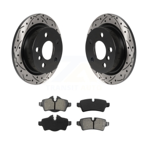 Rear Drill Slot Brake Rotors Semi-Metallic Pad Kit For 2014 Mini Cooper With 5 Lug Wheels KDS-100828