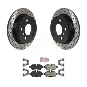 Rear Drill Slot Brake Rotors Semi-Metallic Pad Kit For 2014 Mini Cooper With 5 Lug Wheels KDA-102244