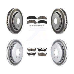 Front Rear Coated Disc Brake Rotors Ceramic Pad Kit For Ford Expedition Lincoln Navigator KGC-100898