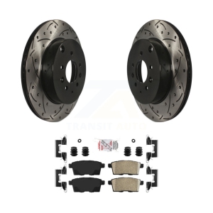 Rear Coated Drilled Slotted Disc Brake Rotor And Ceramic Pad Kit For 2007-2015 Mazda CX-9 KDA-102192