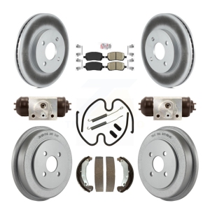 Front Rear Brake Rotor Ceramic Pad Coated Drum Kit (9Pc) For Pontiac Chevrolet Cobalt Ion KGA-104523