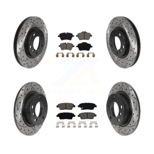 Front Rear Drilled Slot Disc Brake Rotor Semi-Metallic Pad Kit For Mini Cooper Countryman KDS-100763
