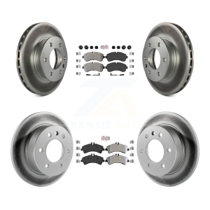Front Rear Semi-Metallic Pad & Coated Disc Brake Rotor Kit For Freightliner Sprinter 3500 KGA-105114