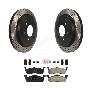 Rear Drilled Slot Brake Rotor Semi-Metallic Pad Kit For Ford Expedition Lincoln Navigator KDA-102190