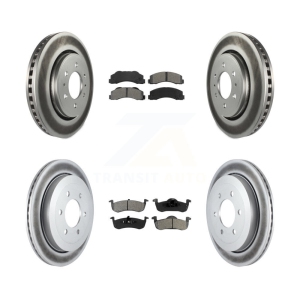 Front Rear Coated Brake Rotor Semi-Metallic Pad Kit For Ford Expedition Lincoln Navigator KGS-100640