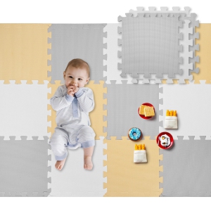 18pcs 1.62 Sqm Puzzle Baby Playmats , Assembled Size 71.38" x 36.42" EVA Foam Play Mat Crawl Floor Mat for Kids Toddler,0.39inch Thin