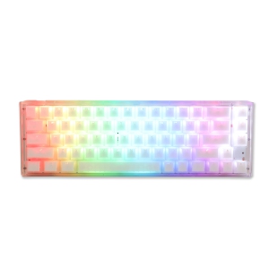 Ducky ONE 3 Aura RGB Hot-Swappable Mechanical Keyboard - Double-Shot PBT Keycaps, Cherry MX Silver Switches, Anti-Ghosting Dual-layer PCB, SF (68 Keys), Translucent White Design