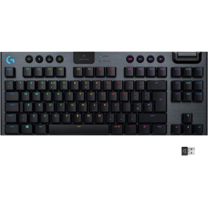 Logitech G915 TKL Tenkeyless Lightspeed Wireless RGB Mechanical Gaming Keyboard, Low Profile Switch Options, LIGHTSYNC RGB, Advanced Wireless and Bluetooth Support - Clicky , Black