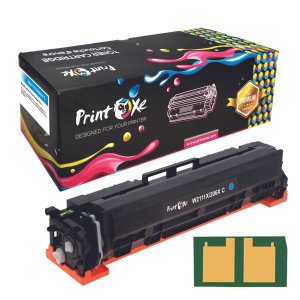 With New Chip W2111X / 206X CYAN (Blue) Compatible with HP - High Yield Laser Toner Cartridge of 206A W2111A for M255dw M255nw M255dn and MFP M282nw M283cdw M283fdn M283fdw