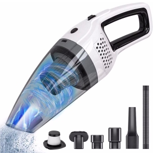 NIERBO DC 12V 120W Cordless Bagless Wet/Dry Handheld Vacuum for Car with Strong Suction, 30 min Runtime, Hose, Crevice Tool