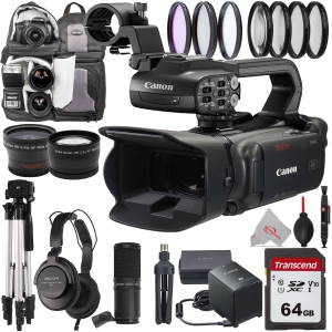 Canon XA60 Professional UHD 4K Camcorder PAL with ZOOM Podcast Microphone Pro Kit
