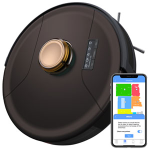 bObsweep Austin PetHair SLAM Bagless Robot Vacuum for Pet Hair with App Control, Alexa/Google, 120 min Runtime - Espresso