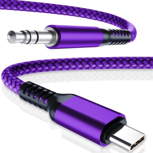 NIERBO USB C Aux Cable 4FT, Type C 3.5mm Jack Adapter, Audio Cord for Car Stereo, Headphone, iPhone 15, Samsung Galaxy S23 S22 S21 Ultra Plus Note 20, Purple
