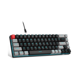 Portable 60% Mechanical Gaming Keyboard, LED Backlit Compact 68 Keys Mini Wired Office Keyboard with Red Switch for Windows Laptop PC Mac - Black/Grey