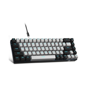 Portable 60% Mechanical Gaming Keyboard, LED Backlit Compact 68 Keys Mini Wired Office Keyboard with Red Switch for Windows Laptop PC Mac - Black
