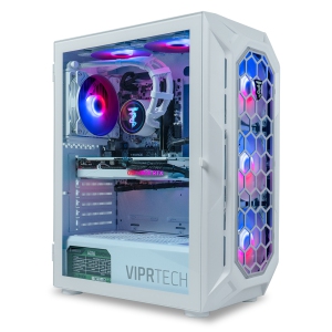 ViprTech Ghost 3.0 Liquid-Cooled PC - AMD Ryzen 7 (4.4Ghz), RTX 4060 8GB, 16GB DDR4, 1TB SSD, VR-Ready, Streaming, Win 11, Gaming Desktop Computer, Arctic White