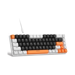 Portable 60% Mechanical Gaming Keyboard, LED Backlit Compact 68 Keys Mini Wired Office Keyboard with Red Switch for Windows Laptop PC Mac - Black/White