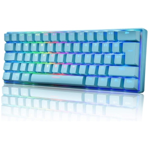 60% Mechanical Gaming Keyboard Mini Portable with Rainbow RGB Backlit Full Anti-Ghosting 61 Key Ergonomic Metal Plate Wired Waterproof for Typist Laptop Gamer (Blue/Blue Switch)