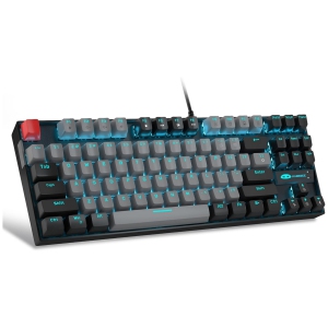 75% Mechanical Gaming Keyboard with Blue Switch, LED Blue Backlit 87 Keys Compact TKL Wired Computer Keyboard for Windows Laptop PC Gamer - Gray/Black