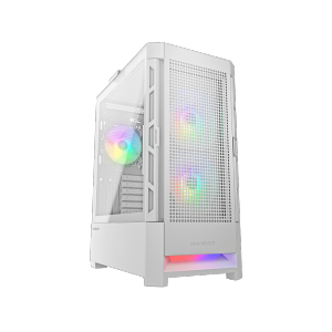 Cougar AIRFACE RGB Mid Tower ATX Computer Case, Tempered Glass Side Panel, 3 x 120mm ARGB Fans Pre-Installed, White