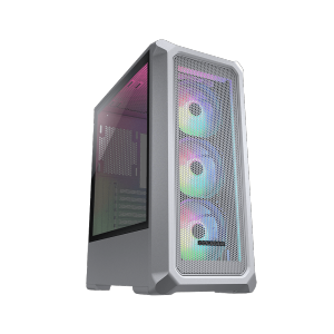 Cougar ARCHON 2 Mesh RGB Mid Tower ATX Computer Case, Tempered Glass Side Panel, Front Mesh, 3x 120mm ARGB Fans Pre-Installed, White