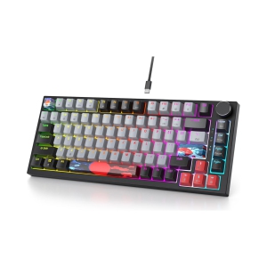 Wired 75% Percent Mechanical Keyboard, Hot Swappable, Red Switch, TKL Mechanical Keyboard, Gasket Mount, RGB Backlit Compact Gaming Keyboard with Volume Knob, Dolch