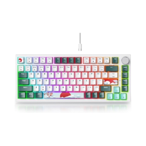 Wired 75% Percent Mechanical Keyboard, Hot Swappable, Red Switch, TKL Mechanical Keyboard, Gasket Mount, RGB Backlit Compact Gaming Keyboard with Volume Knob, Forest
