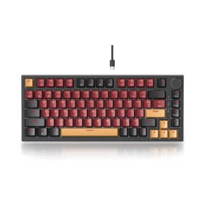 Wired 75% Percent Mechanical Keyboard, Hot Swappable, Red Switch, TKL Mechanical Keyboard, Gasket Mount, RGB Backlit Compact Gaming Keyboard with Volume Knob, Red & Samurai