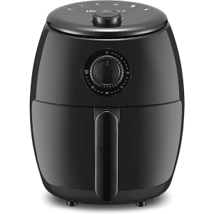 Elite Gourmet EAF-0201 2.1 Quart Electric Hot Air Fryer - Oil-Less Healthy Cooking, Timer & Temperature Controls | Space-Saving, PFOA/PTFE Free, 1000W (Black)